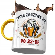 Kubki - Kubek Żółty na Urodziny 22 22gie 22-gie na Prezent z Nadrukiem ze Zdjęciem + Opakowanie na prezent (wzór 01) - miniaturka - grafika 1