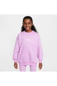 Bluzy dla dziewczynek - Bluza dresowa o kroju oversize z półokrągłym dekoltem dla dużych dzieci (dziewcząt) Nike Club Fleece - Fiolet - miniaturka - grafika 1