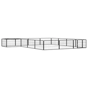 vidaXL Kojec dla psa, 16 panele, czarny, 100x50 cm, stal - Sprzęt podróżny i transportery dla psów - miniaturka - grafika 1