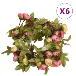vidaXL Sztuczne girlandy kwiatowe, 6 szt., różowe, 215 cm - Dekoracje domu - miniaturka - grafika 1