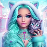 Zabawki kreatywne - Piękna Dziewczyna Barbie Kot Haft Diamentowa Mozaika Diamond Painting - miniaturka - grafika 1