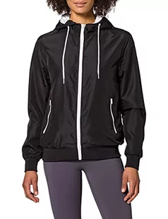 Build Your Brand Damska kurtka Windrunner z recyklingu, czarny/biały, 5XL - Kurtki damskie - miniaturka - grafika 1