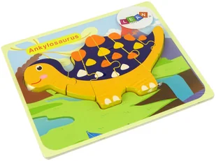 Drewniane Puzzle Dinozaury Triceratops Ankylosaurus Pomarańczowy - Puzzle - miniaturka - grafika 4