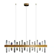 Lampy sufitowe - KKST Glamour LAMPA wisząca gold kryształowa OPRAWA sopelki LED 52W 3000K zwis przezroczysty złoty KKSMP0099 gold - miniaturka - grafika 1