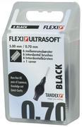 Szczoteczki międzyzębowe - Tandex A/S czyściki międzyzębowe FLEXI 0,70 x 5,00mm Medium Black (czarne) <b>ULTRA SOFT</b> 6szt. w opak. - miniaturka - grafika 1