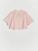 Reserved - Ażurowa koszula z bawełny - pastelowy róż