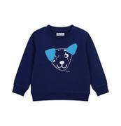 Bluzy i sweterki niemowlęce - Bluza dla dziecka do 2 lat, z psem, granatowa - miniaturka - grafika 1