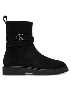 Calvin Klein Botki Ankle Boot W/ Metal Logo Sue HW0HW02664 Czarny - Botki damskie - miniaturka - grafika 1