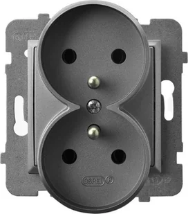 Ospel Aria szary mat - gniazdo podwójne +0 do ramki GP-2URZ/m/70 - Gniazdka elektryczne - miniaturka - grafika 1