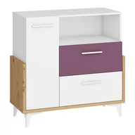 Komody - Komoda 95W HEY-07 Hey MebloCross Dąb Artisan / Biały Mat / Fiolet - miniaturka - grafika 1