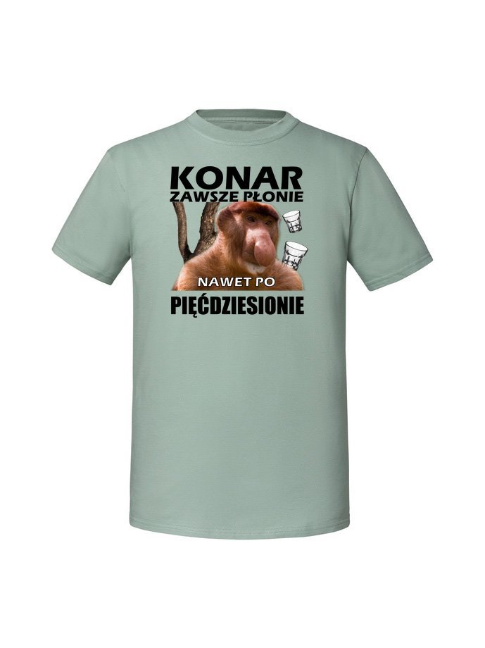 Męska koszulka z nadrukiem - Konar zawsze płonie nawet po 50 Miętowy M