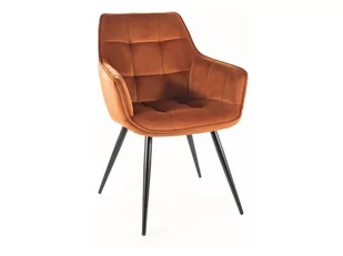 Krzesło tapicerowane fotelowe LILIA VELVET cynamonowe SIGNAL - Krzesła - miniaturka - grafika 1