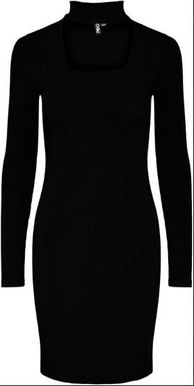 PIECES SUKIENKA PRĄŻKOWANA CZARNA DŁUGI RĘKAW S JHR