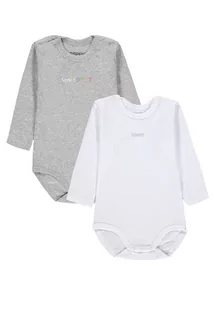 Body z długim rękawem dla dziewczynki i chłopca w dwupaku, szare i białe, Esprit - Body dla niemowląt - miniaturka - grafika 1