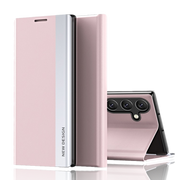 Szkła hartowane na telefon - Etui Leather New do Samsung Galaxy A34 5G - Różowy - miniaturka - grafika 1
