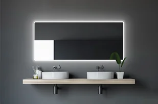 Lustro łazienkowe z oświetleniem TALOS Moon LED 160x70 cm - odporne na wilgoć dzięki aluminiowej ramie - jasny, neutralny biały kolor - Lustra - miniaturka - grafika 1