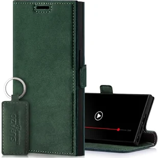 SURAZO Etui na telefon komórkowy Samsung Galaxy S24 Ultra Slim z klapką ze skóry naturalnej [przegródka na karty, ochrona RFID], etui z klapką, skórzane etui (ciemnozielone) - Etui i futerały do telefonów - miniaturka - grafika 1