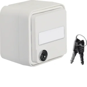 Berker W.1 Berker Gniazdo SCHUKO 2P+Z na klucz, z polem opisowym, klucz z różnym zamkiem, z przysłonami styków, kompletne, IP55, biały - Gniazdka elektryczne - miniaturka - grafika 1