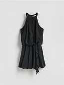 Sukienki - Reserved - Sukienka mini z wiskozą - czarny - miniaturka - grafika 1