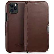 Etui i futerały do telefonów - moVear flipSide C - Skórzane etui do Apple iPhone 11 Pro (5.8") | Klasyczny pokrowiec z klapką, Skóra naturalna nappa (Ciemnobrązowy) - miniaturka - grafika 1