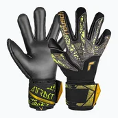 Piłka nożna - Rękawice bramkarskie Reusch Attrakt Duo Finger Support black/gold/yellow/black - miniaturka - grafika 1
