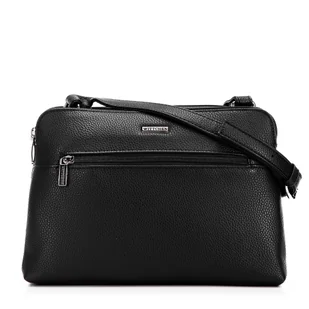 Damska crossbody dwukomorowa z ekoskóry czarno - grafitowa - Torebki damskie - miniaturka - grafika 1