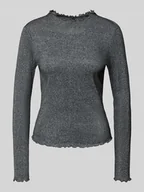 Bluzki damskie - Bluzka z długim rękawem o kroju slim fit z mieszanki bawełny model ‘EMMA’ - miniaturka - grafika 1