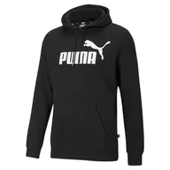 Bluzy sportowe damskie - Puma Essential Big Logo Hoody, męska bluza, czarna - miniaturka - grafika 1