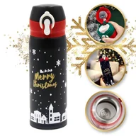 Kubki termiczne - KUBEK TERMICZNY, BIDON 500ML TERMOS ŚWIĄTECZNY ZIMOWY czarny BD39CZ - miniaturka - grafika 1