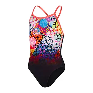 Speedo Dziewczęce stroje kąpielowe w groszki stopione, czarne/czerwone Pheonix, ultrafioletowe/lekkie adriatyki/radia, 13 lat, Czarny/Pheonix Czerwony/Ultraolet/Jasny Adriatyk/Radia, 13 lat - Koszulki i topy damskie - miniaturka - grafika 1