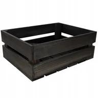 Zestawy upominkowe - Skrzynka z drewna desek czarna pudełko skrzynia duża na kwiaty 30x20x15cm - miniaturka - grafika 1