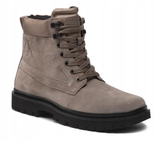 CALVIN KLEIN JEANS TRZEWIKI MĘSKIE ZE SKÓRĄ BRĄZOWE 44 3F4G6* 44 3_4 TNA