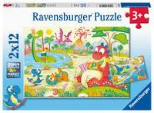 Ravensburger Kinderpuzzle - Lieblingsdinos- 2x12 Teile Puzzle für Kinder ab 3 Jahren - Pozostałe książki - miniaturka - grafika 1