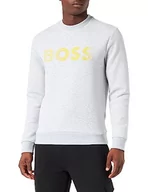 Bluzy męskie - BOSS Męska bluza Salbo 1 z mieszanki bawełny z trójwymiarowym haftem logo, Light/Pastel Grey57, XL - miniaturka - grafika 1