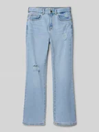 Spodnie i spodenki dla dziewczynek - Jeansy o rozkloszowanym kroju z 5 kieszeniami i detalem z logo - miniaturka - grafika 1