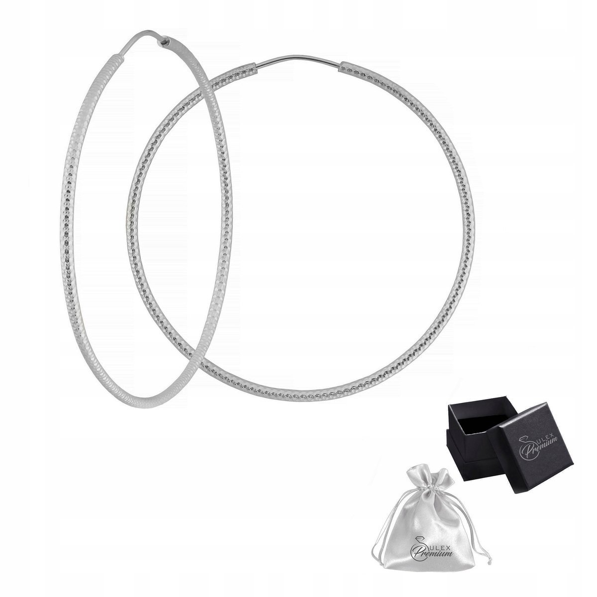 Kolczyki srebro pr 925 Rodowane Kolczyki Koła Diamentowane ø 6,0 cm