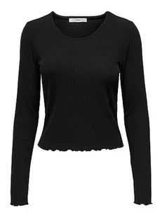 ONLEMMA L/S O-Neck Short Top JRS, czarny, XS - Koszulki i topy damskie - miniaturka - grafika 1