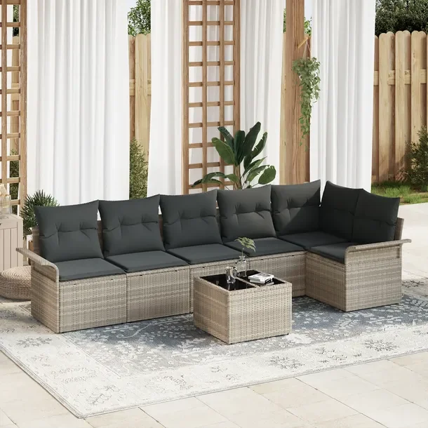 Modułowy Zestaw Sof Ogrodowych, Rattan, Jasnoszary, 4 Elementy