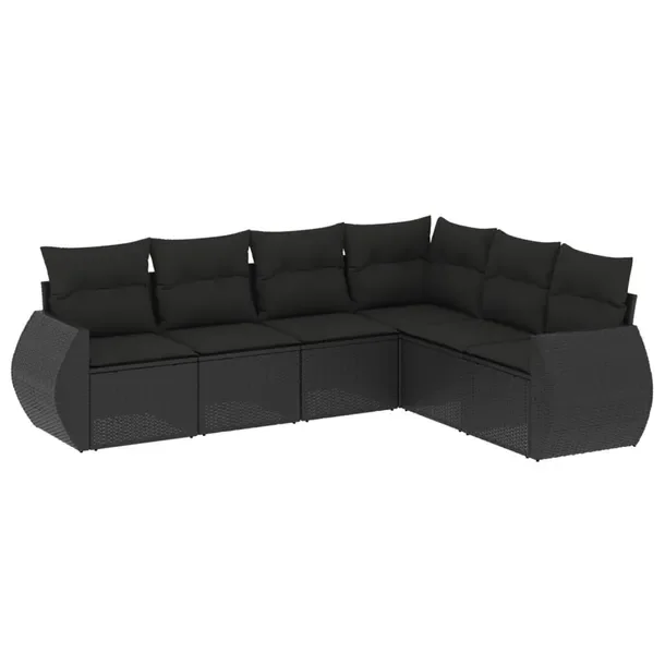 Zestaw wypoczynkowy rattan PE 7-el. czarny - 62x62x69 cm