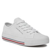 Buty dla dziewczynek - Trampki Tommy Hilfiger Low Cut Lace-Up Sneaker T3A9-33185-1687 S White 100 - miniaturka - grafika 1