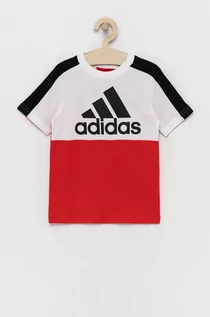 Koszulki dla dziewczynek - Adidas Performance t-shirt bawełniany dziecięcy kolor czerwony z nadrukiem - grafika 1