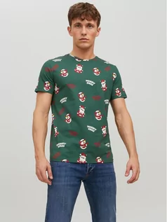 Koszulki męskie - Jack&Jones T-Shirt Christmas 12221442 Zielony Regular Fit - grafika 1