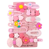 Ozdoby do włosów - Zestaw pakiet 14w1 spinek wsuwek do włosów, kwiatki, kokardka róż SP411 - miniaturka - grafika 1