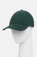 Czapki męskie - Tommy Hilfiger czapka z daszkiem bawełniana kolor zielony gładka AM0AM12531 - miniaturka - grafika 1