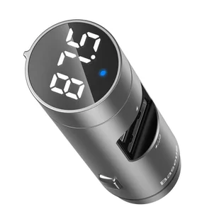 Baseus Energy Column Transmiter FM Bluetooth 5.0 ładowarka samochodowa 2x USB 3,1A QC3.0 srebrny (CCNLZ-0S) - Ładowarki samochodowe - miniaturka - grafika 4