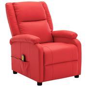 Fotele - vidaXL Rozkładany fotel masujący, czerwony, sztuczna skóra - miniaturka - grafika 1