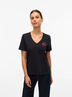 Koszulki i topy damskie - Vero Moda Koszulka w kolorze czarnym - miniaturka - grafika 1