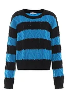 Swetry damskie - Libbi Damski sweter z dzianiny CZARNY TURKIS M/L, czarny turkusowy, M - miniaturka - grafika 1