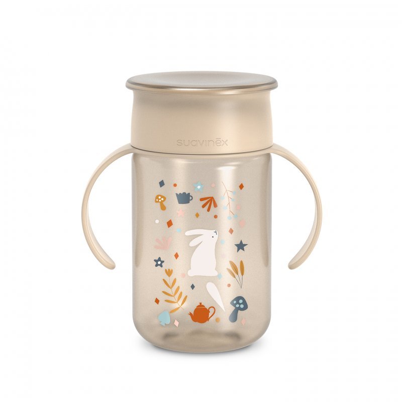 SUAVINEX - 402792-KUBEK TRENINGOWY 360* 340ML/NIEKAPEK/12M+/BEŻOWY/WONDERLAND