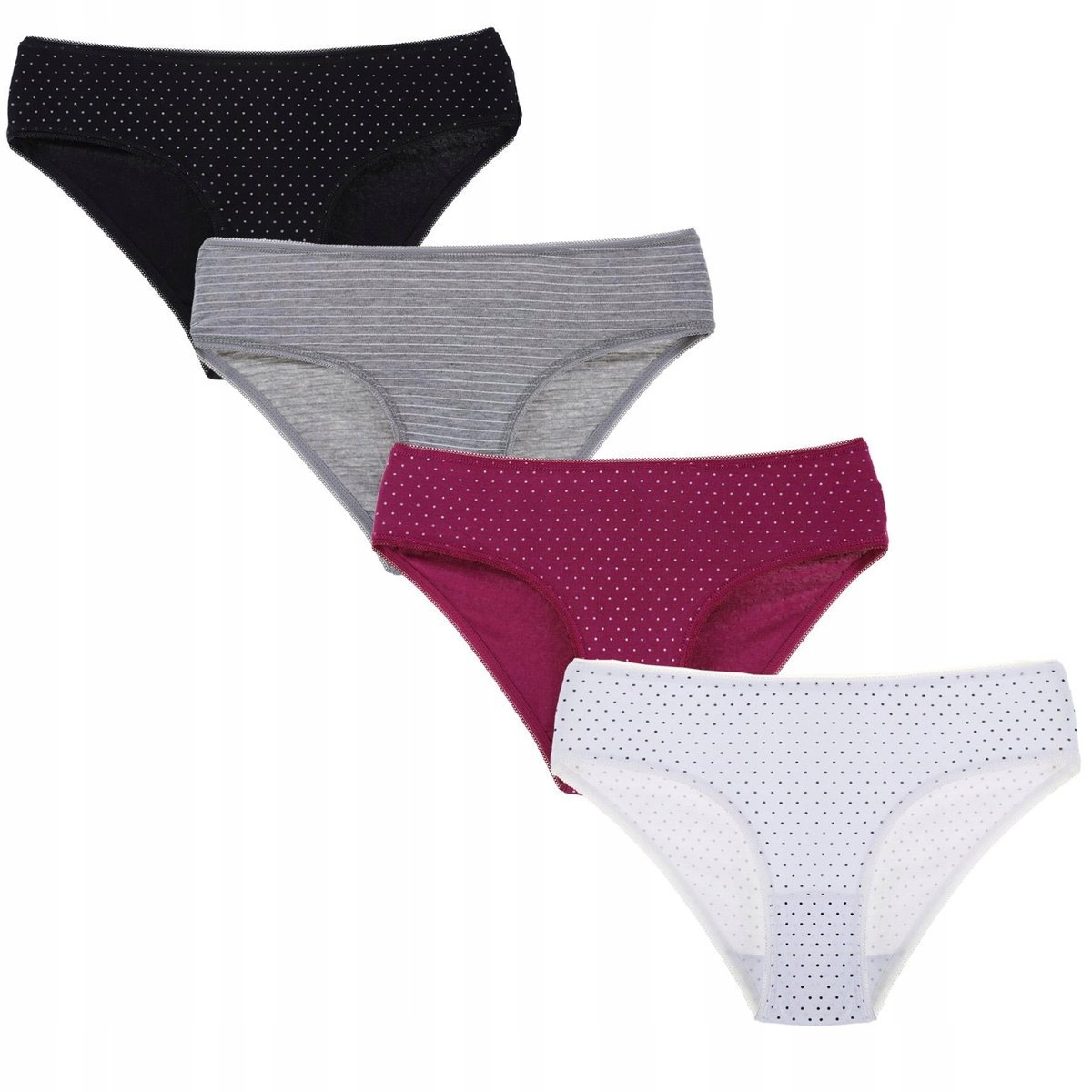 FIGI MAJTKI DAMSKIE W Groszki MORAJ 4 Pak 4szt r. L